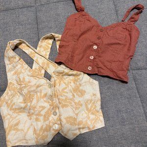 2 Abercrombie Linen Blend Crop Tops, XS
